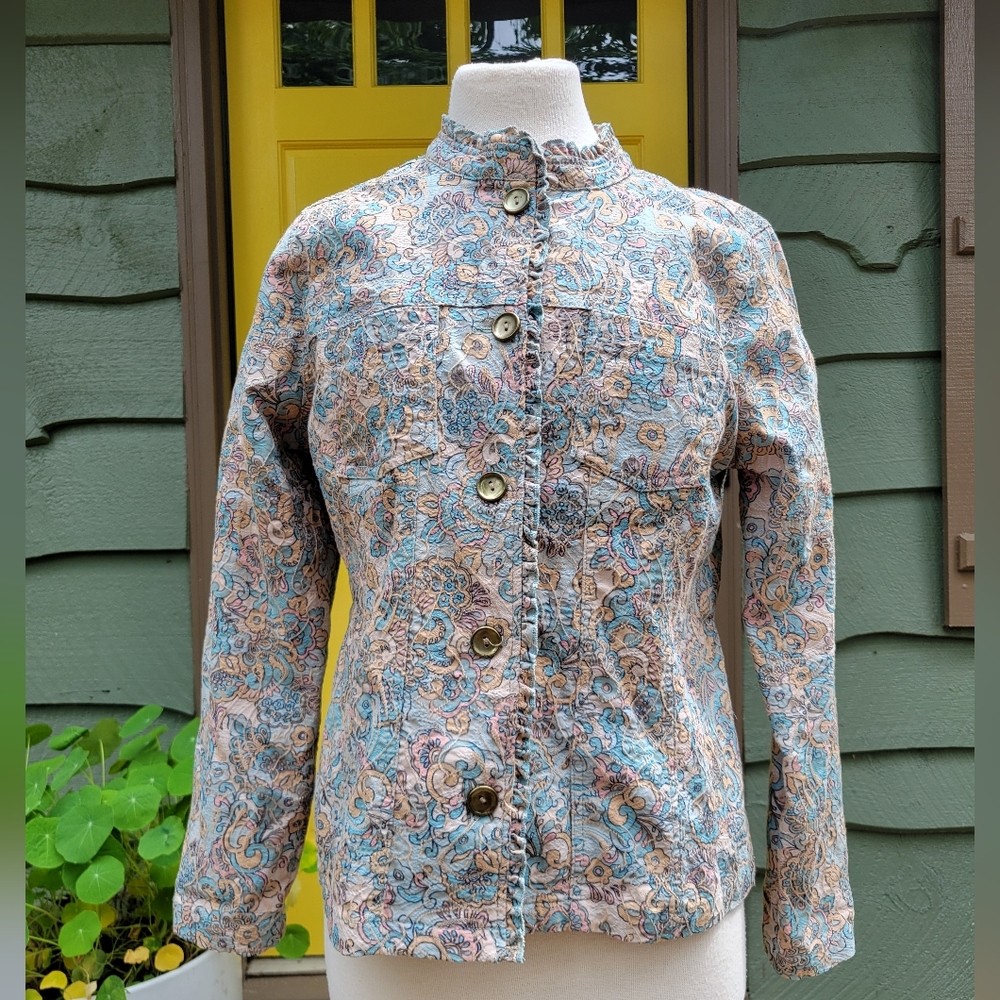 Pastel Floral Analogy Jacket | Lightweight Tapestry Layer L